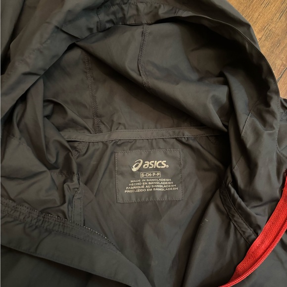 ASICS womens small weather proof rain coat w/ hood adjustable waste draw string - Picture 7 of 7